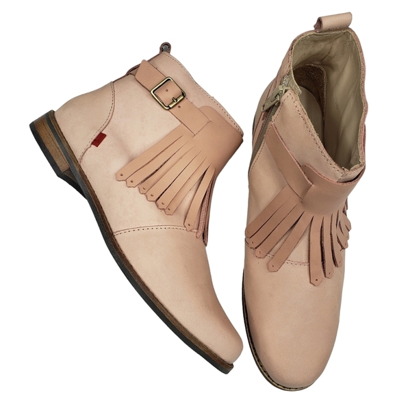 Marc JosephNIB Green Point Blush Nubuck Fringe Leather Ankle Booties Girl 5.5